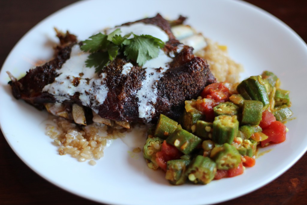 Roasted Lamb Breast with Bhindi Bhaji